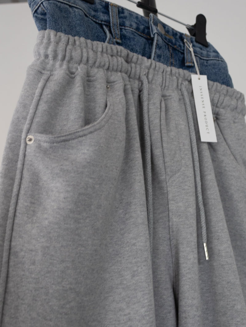 Inssense - Korean Women Fashion - #womensfashion - Denim Waist Layered Sweat Pants - 11