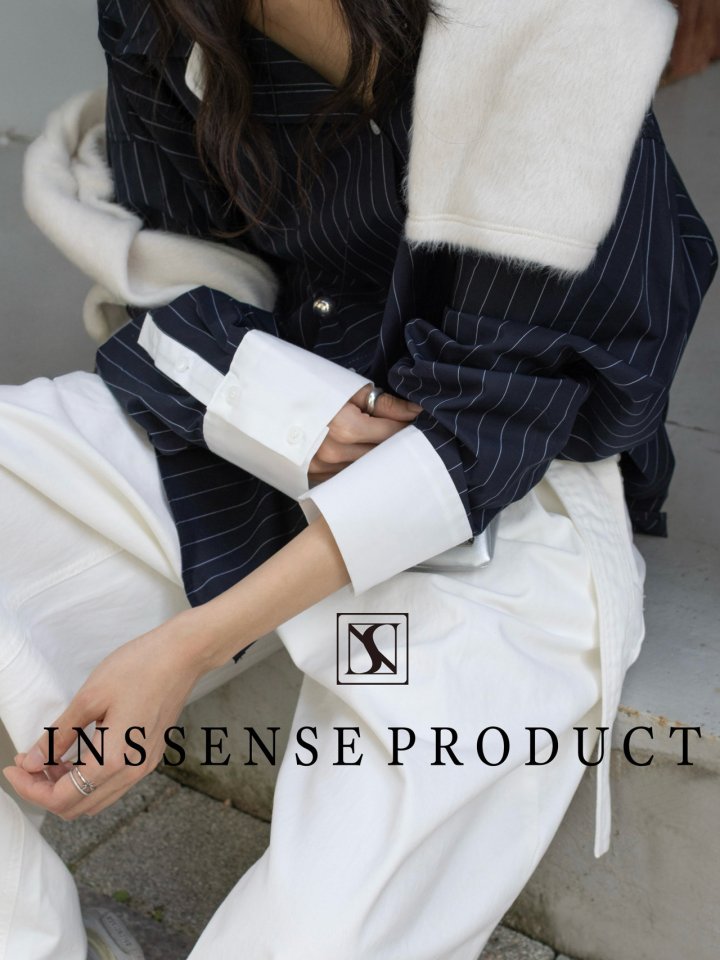 Inssense - Korean Women Fashion - #womensfashion - Oversized White Contrast Striped Shirt - 2