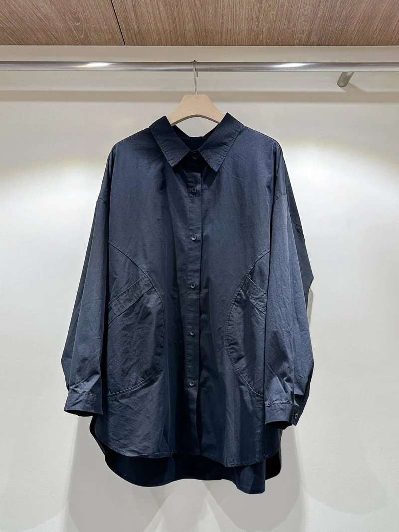 J dew - Korean Women Fashion - #restrostyle - Round Pocket Long Shirt - 3