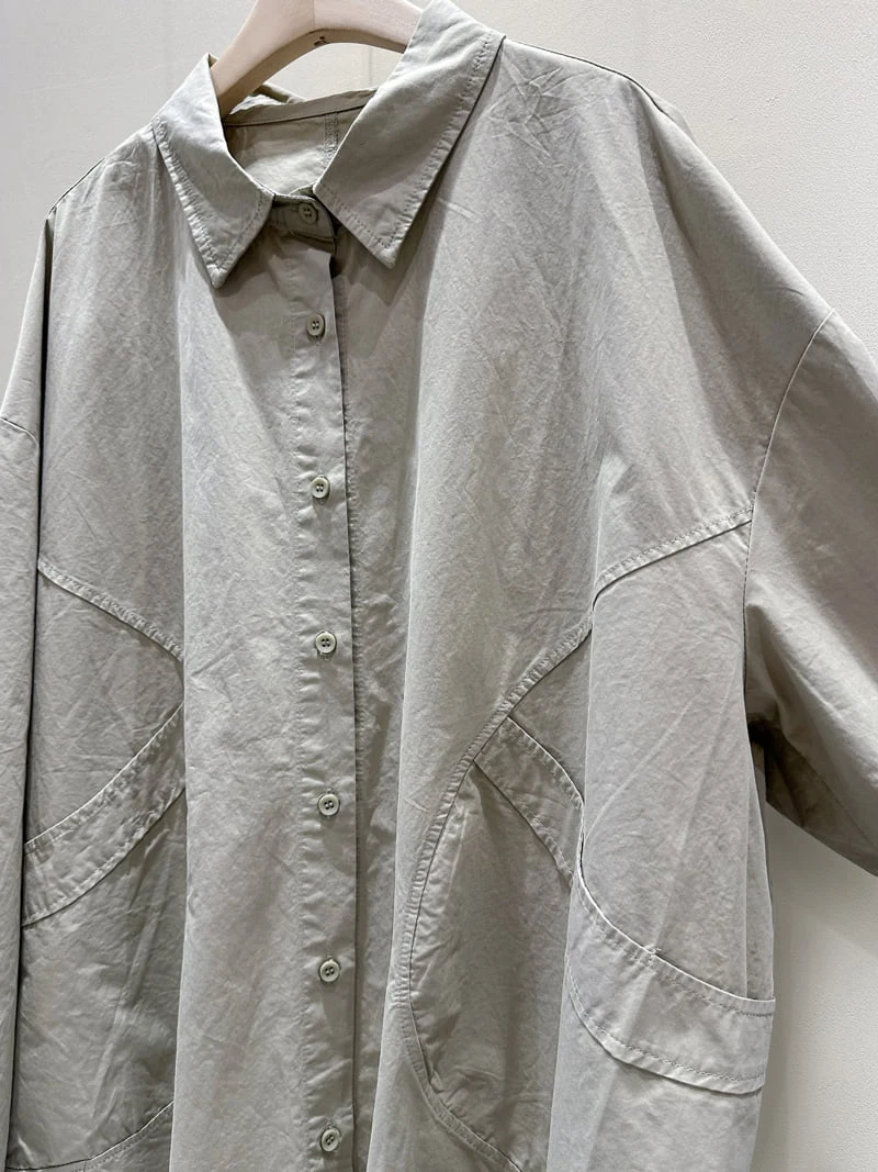 J dew - Korean Women Fashion - #thatsdarling - Round Pocket Long Shirt - 6