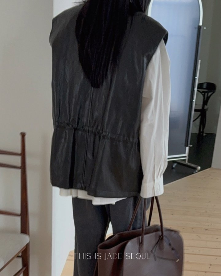 Jade Market - Korean Women Fashion - #momslook - Double Leather Vest - 10