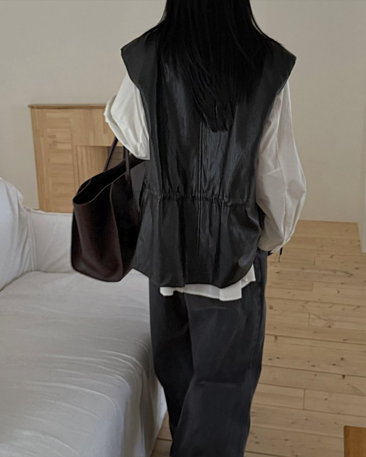 Jade Market - Korean Women Fashion - #womensfashion - Double Leather Vest - 4