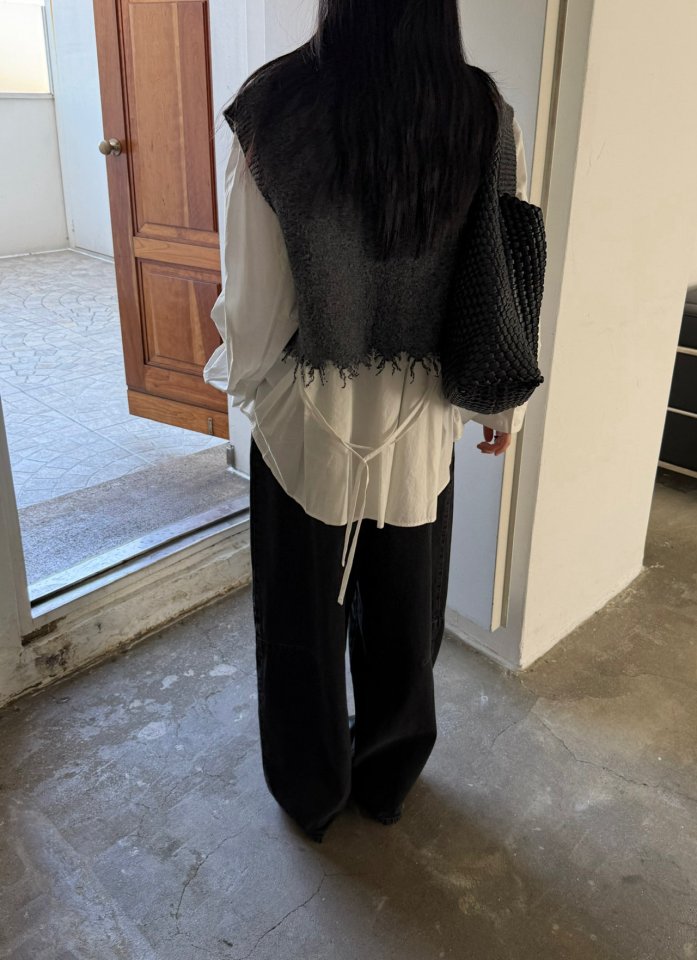 Jade Market - Korean Women Fashion - #momslook - Damage Knit Double Sided Vest - 5
