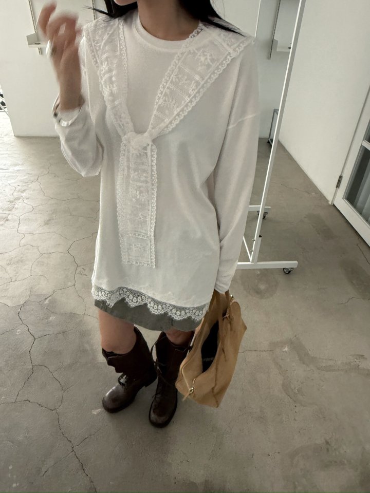 Jade Market - Korean Women Fashion - #momslook - Motive Collar Tee - 2