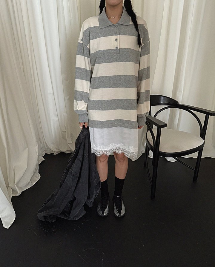 Jade Market - Korean Women Fashion - #momslook - Stripe Lace Long Tee - 7