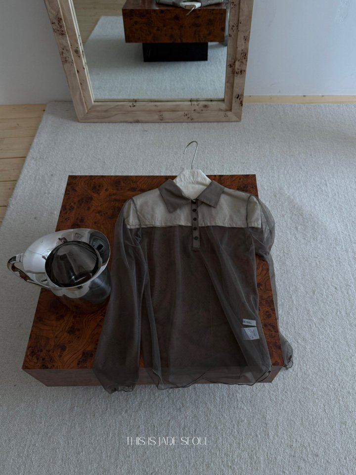 Jade Market - Korean Women Fashion - #momslook - See Through Collar Tee - 6