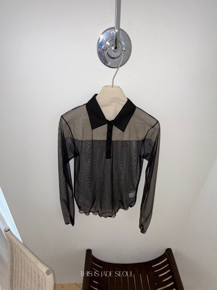 Jade Market - Korean Women Fashion - #momslook - See Through Collar Tee - 8