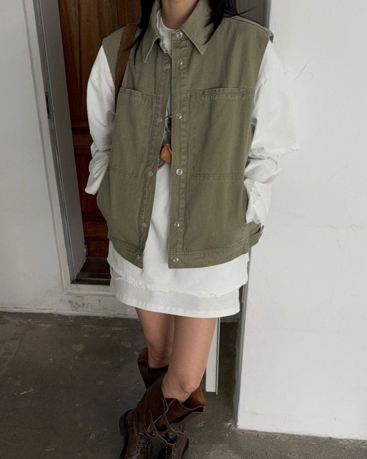 Jade Market - Korean Women Fashion - #restrostyle - Muse Washing Vest - 7