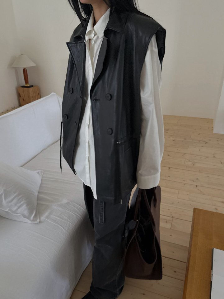 Jade Market - Korean Women Fashion - #womensfashion - Double Leather Vest - 7
