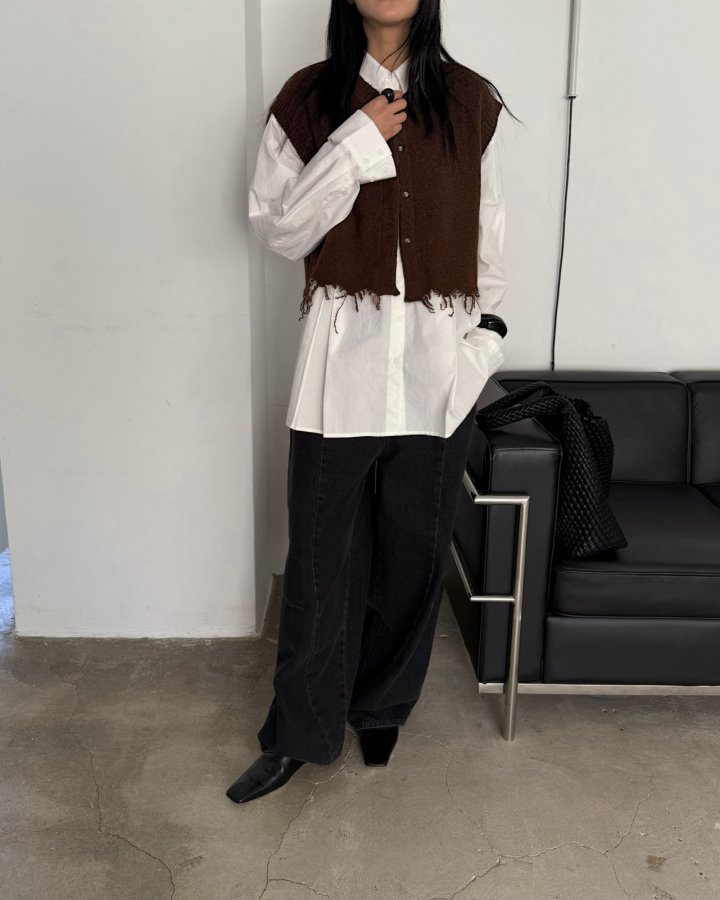 Jade Market - Korean Women Fashion - #womensfashion - Damage Knit Double Sided Vest - 5