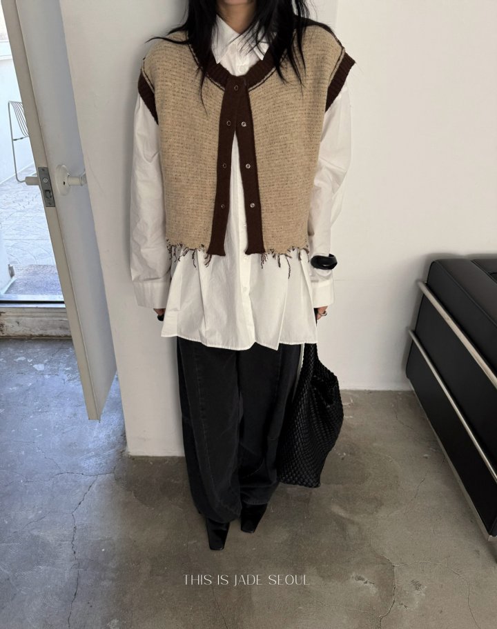 Jade Market - Korean Women Fashion - #womensfashion - Damage Knit Double Sided Vest - 9