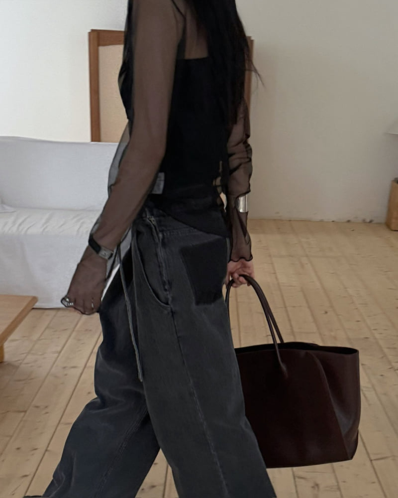 Jade Market - Korean Women Fashion - #womensfashion - Shadow Diagonal Denim Pants - 10
