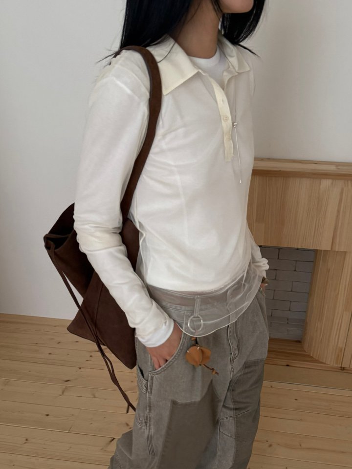 Jade Market - Korean Women Fashion - #womensfashion - See Through Collar Tee - 5