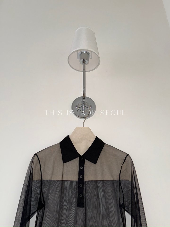Jade Market - Korean Women Fashion - #womensfashion - See Through Collar Tee - 9