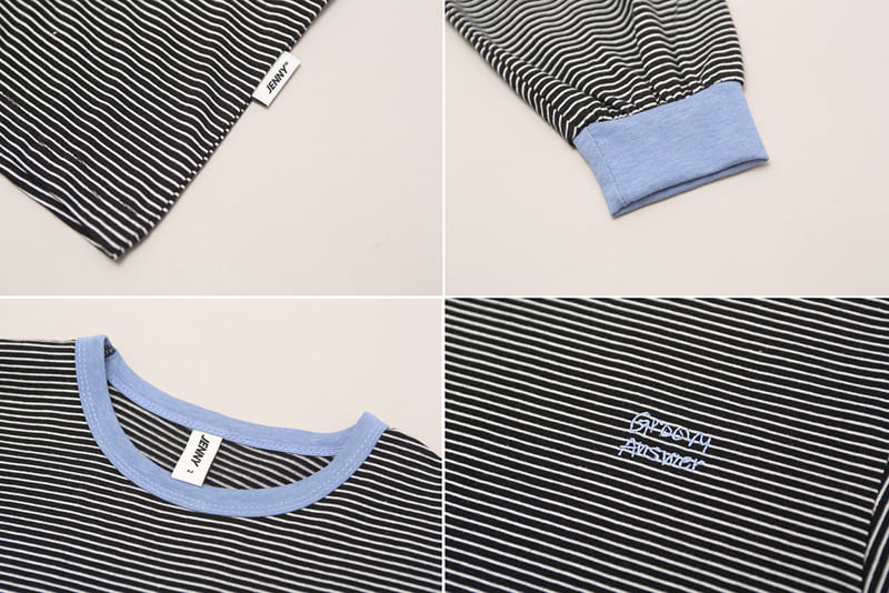 Jenny Basic - Korean Children Fashion - #fashionkids - Collar Stripe Tee - 11