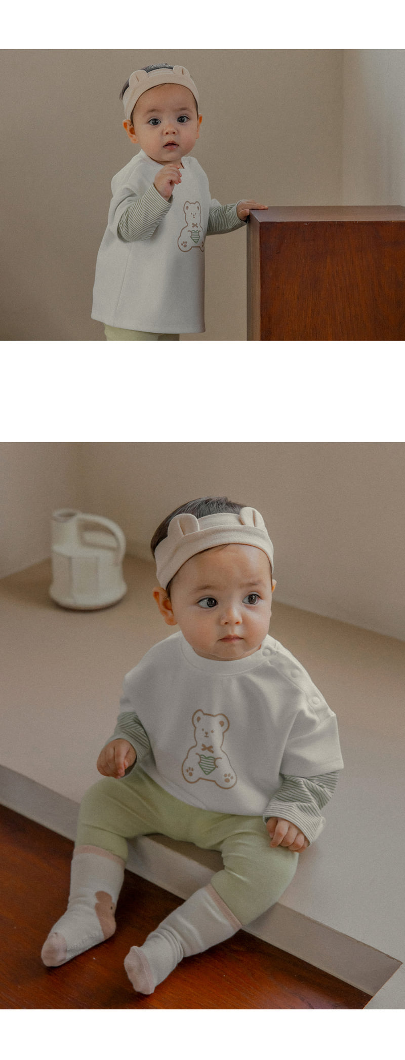 Kids Clara - Korean Baby Fashion - #babygirlfashion - Popo Bear Baby Tee - 5