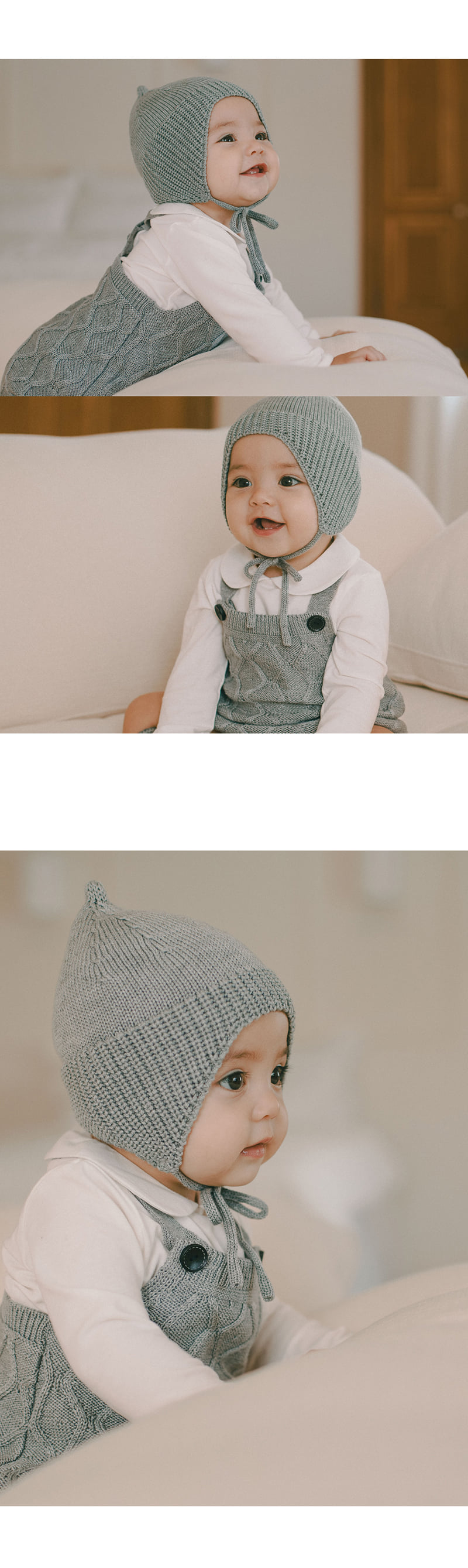 Kids Clara - Korean Baby Fashion - #babyootd - Navy Knit Baby Suit - 3