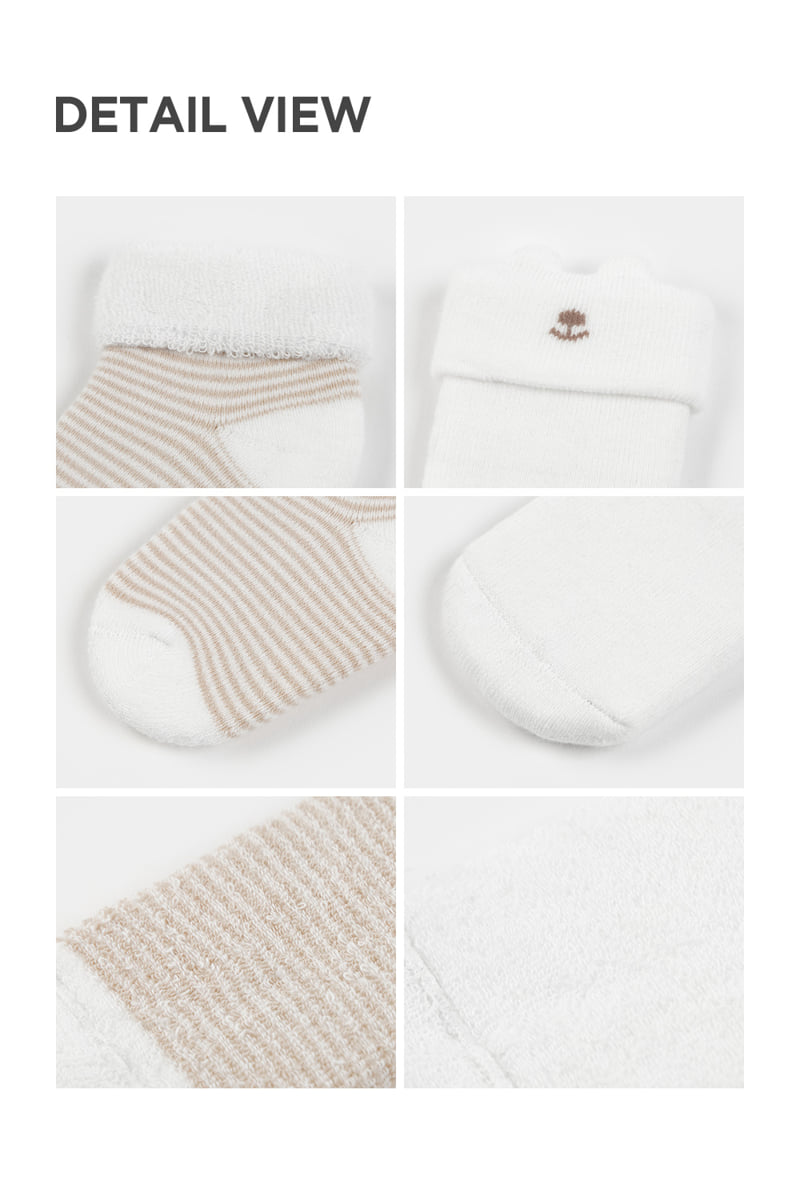 Kids Clara - Korean Baby Fashion - #babyoutfit - Gombi Newborn Socks 2-Piece Set (Set of 5) - 5