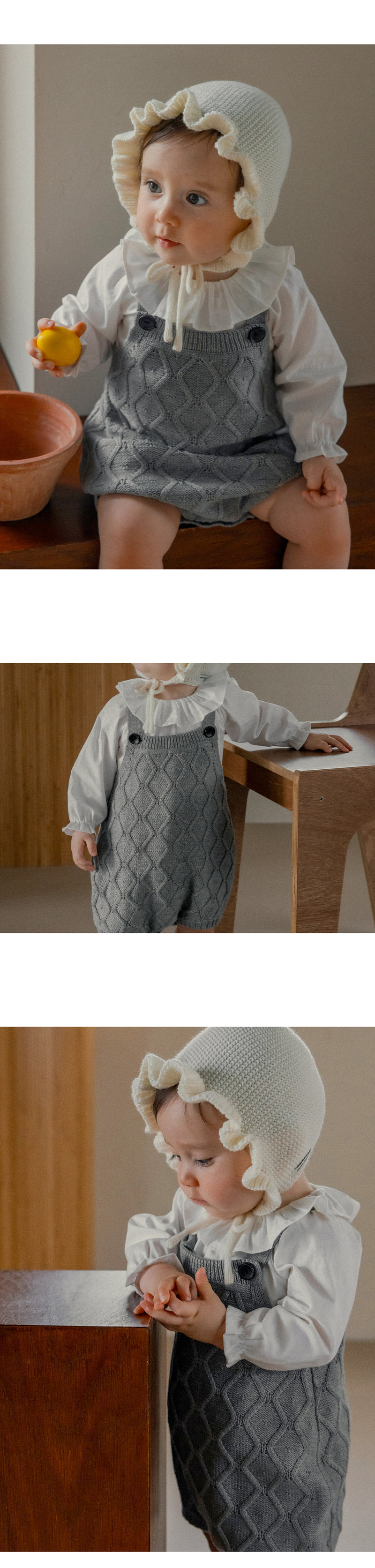 Kids Clara - Korean Baby Fashion - #babyootd - Navy Knit Baby Suit - 4