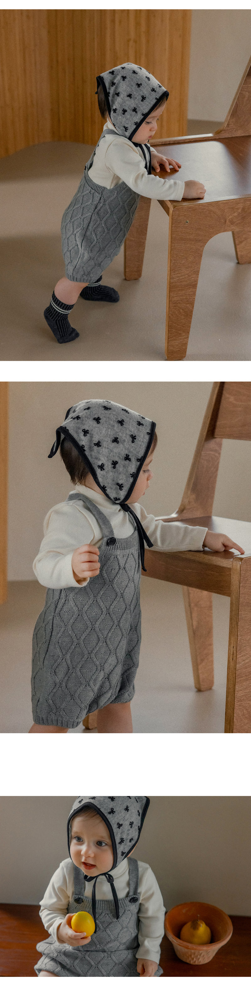 Kids Clara - Korean Baby Fashion - #babyoutfit - Navy Knit Baby Suit - 5