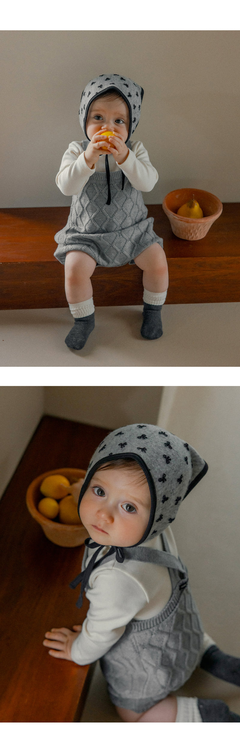 Kids Clara - Korean Baby Fashion - #babywear - Navy Knit Baby Suit - 6
