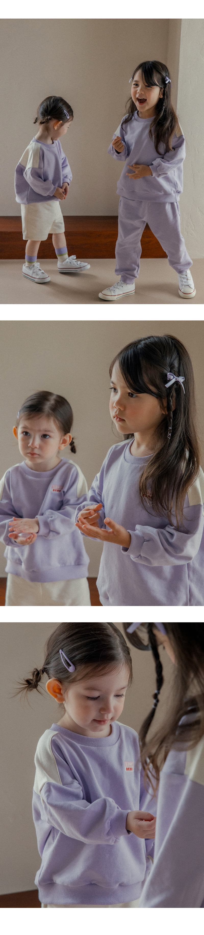 Kids Clara - Korean Baby Fashion - #onlinebabyshop - Olve Three-piece Set-up_Purple - 2