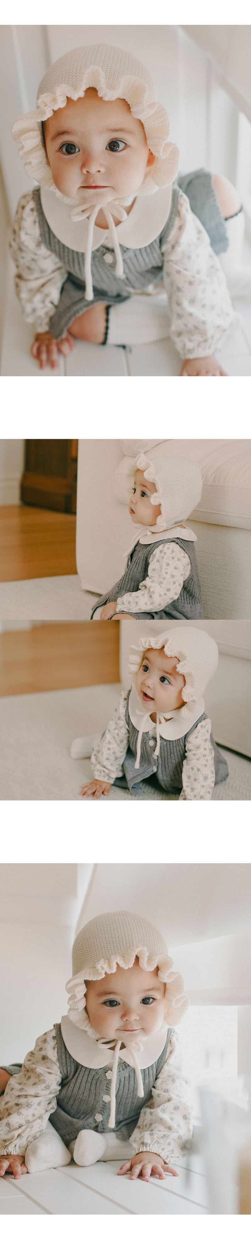 Kids Clara - Korean Baby Fashion - #onlinebabyshop - Rosen Frill Knit Baby Bonnet - 2