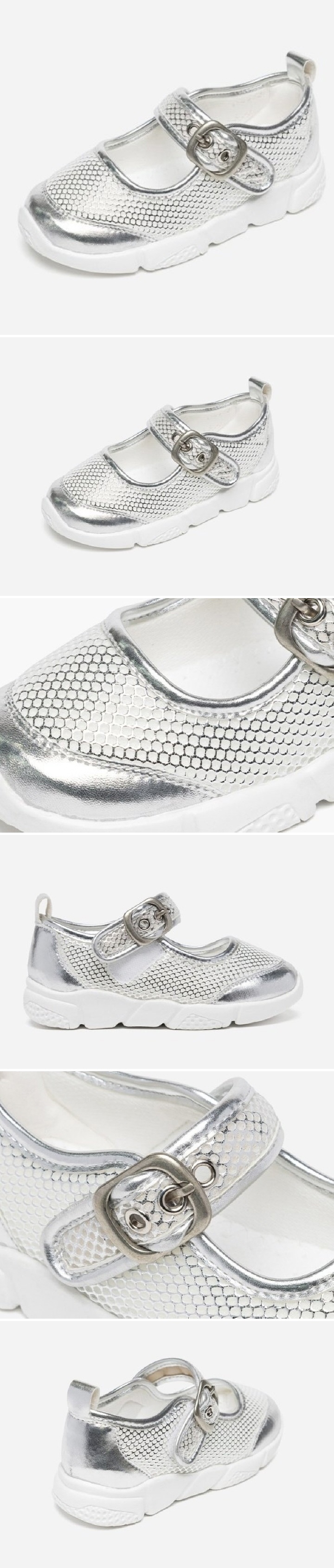 La Stella - Korean Children Fashion - #kidsstore - Silver Mesh Mary Jane