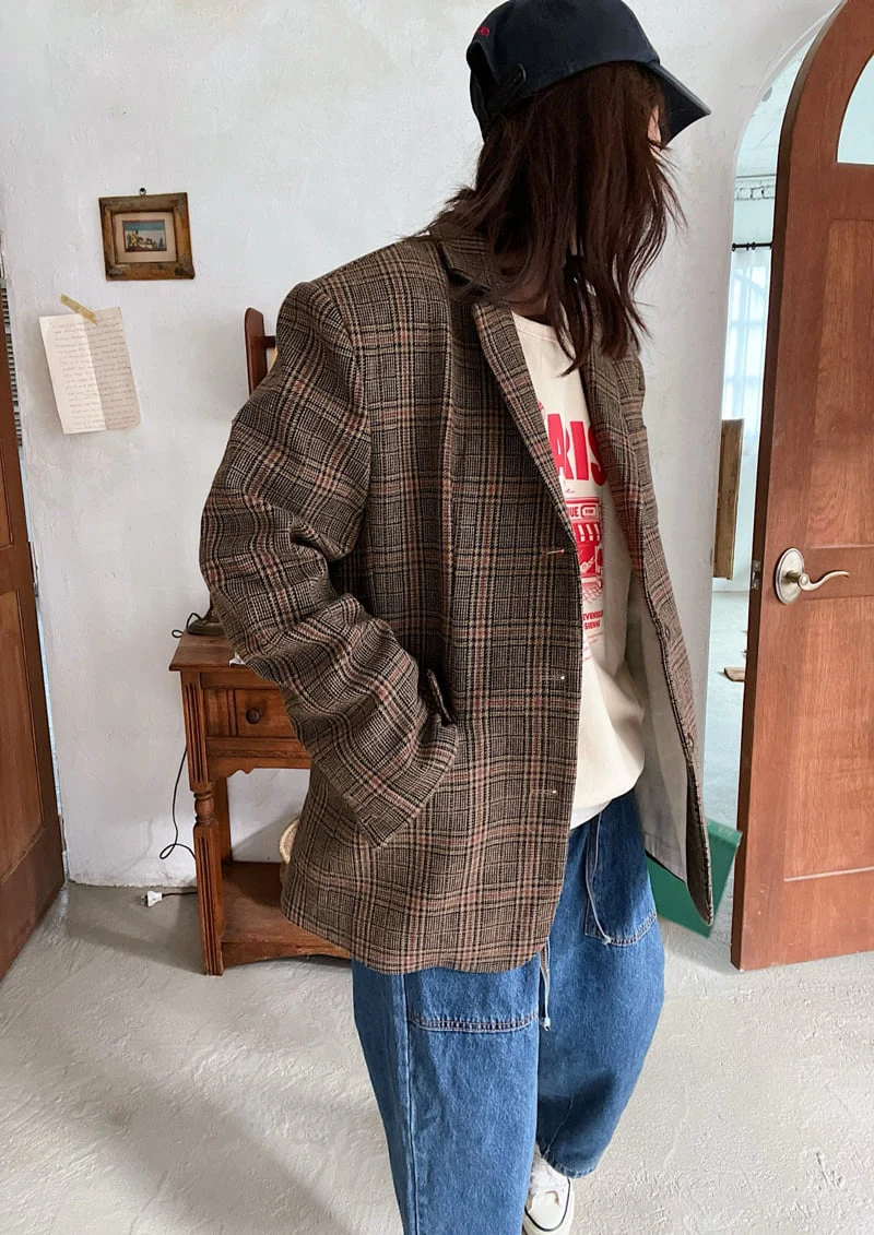Lagrass - Korean Women Fashion - #momslook - Woody Check Jacket