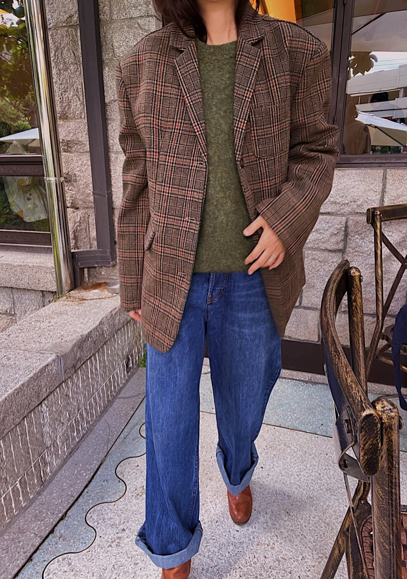 Lagrass - Korean Women Fashion - #momslook - Woody Check Jacket - 5