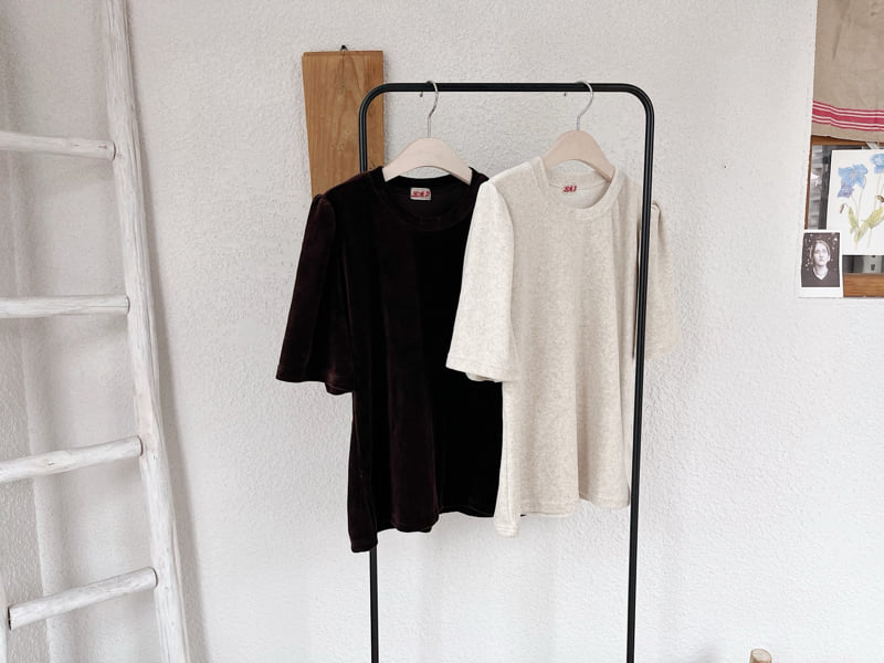 Lagrass - Korean Women Fashion - #vintageinspired - Velour Tee - 6