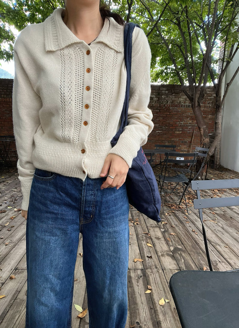 Lagrass - Korean Women Fashion - #womensfashion - Lace Collar Cardigan - 7