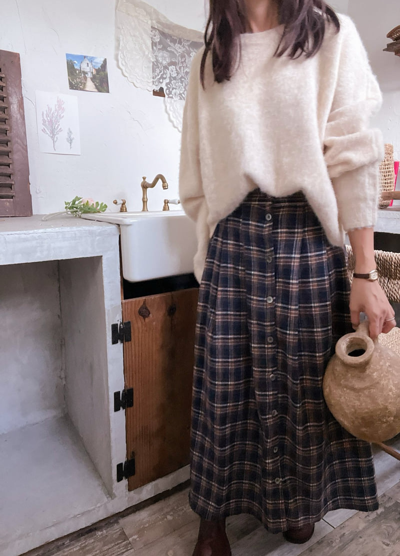 Lagrass - Korean Women Fashion - #momslook - Woven Check Skirt - 4