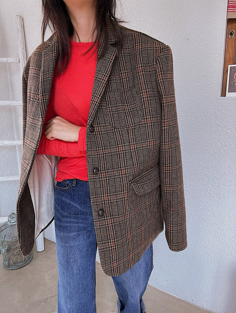 Lagrass - Korean Women Fashion - #momslook - Woody Check Jacket - 4