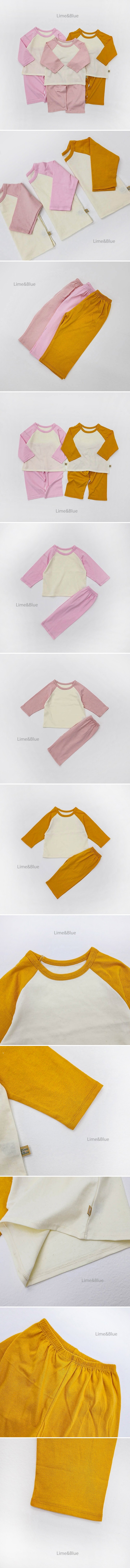 Lime & Blue - Korean Children Fashion - #designkidswear - Vivid Raglan Set - 2