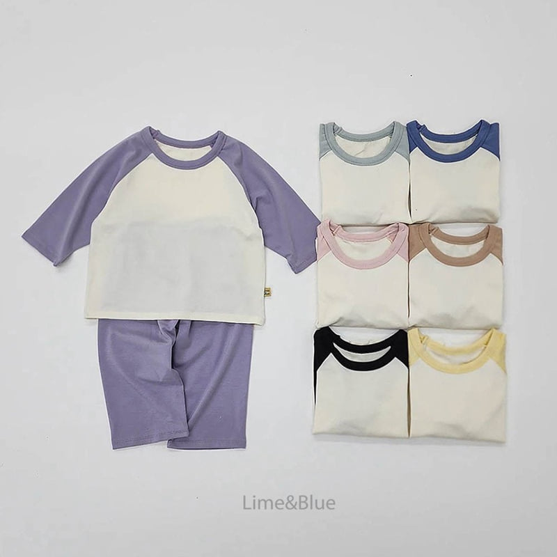 Lime & Blue - Korean Children Fashion - #designkidswear - Butter Raglan Set