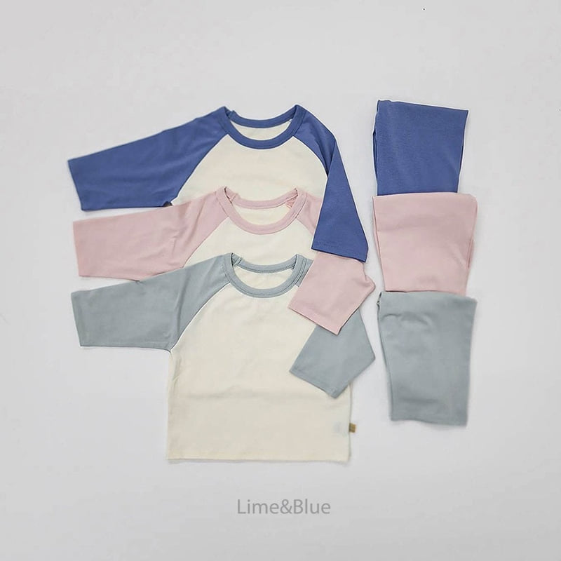 Lime & Blue - Korean Children Fashion - #fashionkids - Butter Raglan Set - 3