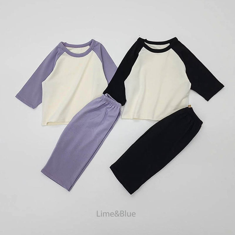 Lime & Blue - Korean Children Fashion - #kidsstore - Butter Raglan Set - 5