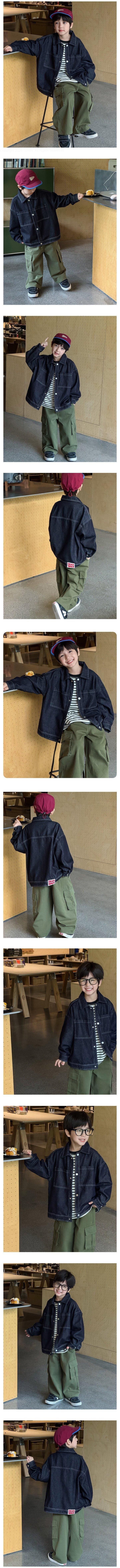 Little Rabbit - Korean Children Fashion - #discoveringself - Stitch Denim Jacket