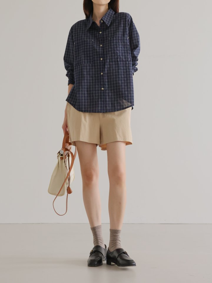 Lovely - Korean Women Fashion - #momslook - Stand Check Shirt