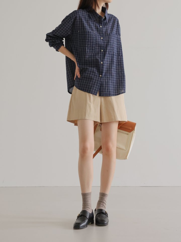 Lovely - Korean Women Fashion - #momslook - Stand Check Shirt - 3