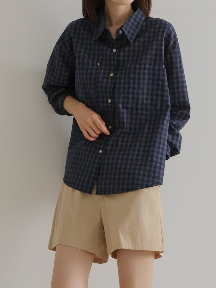Lovely - Korean Women Fashion - #momslook - Stand Check Shirt - 7