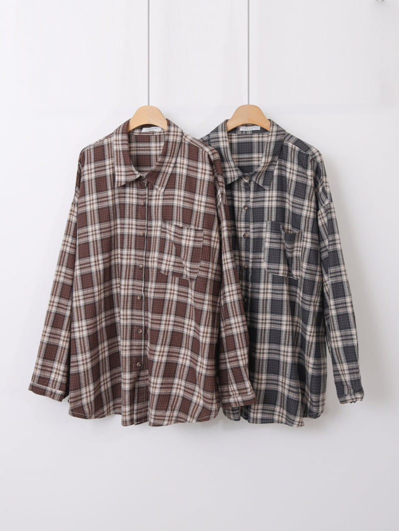 Lovely - Korean Women Fashion - #womensfashion - Amber Check Shirt - 12