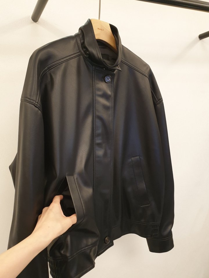 Merry J - Korean Women Fashion - #womensfashion - Formal Leather Blouson - 4