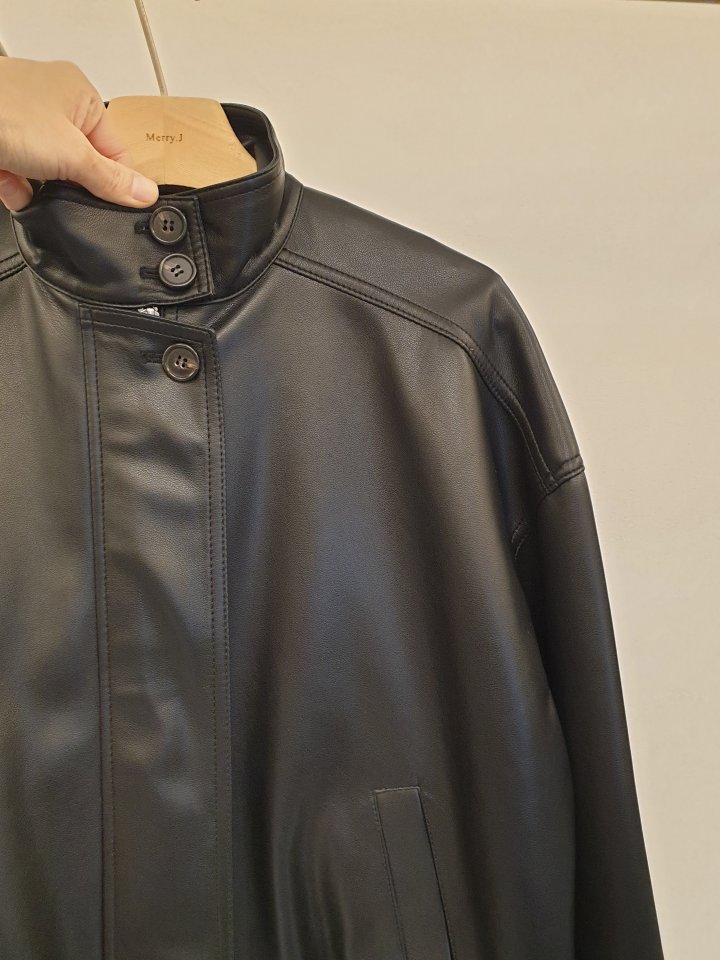 Merry J - Korean Women Fashion - #momslook - Formal Leather Blouson - 5