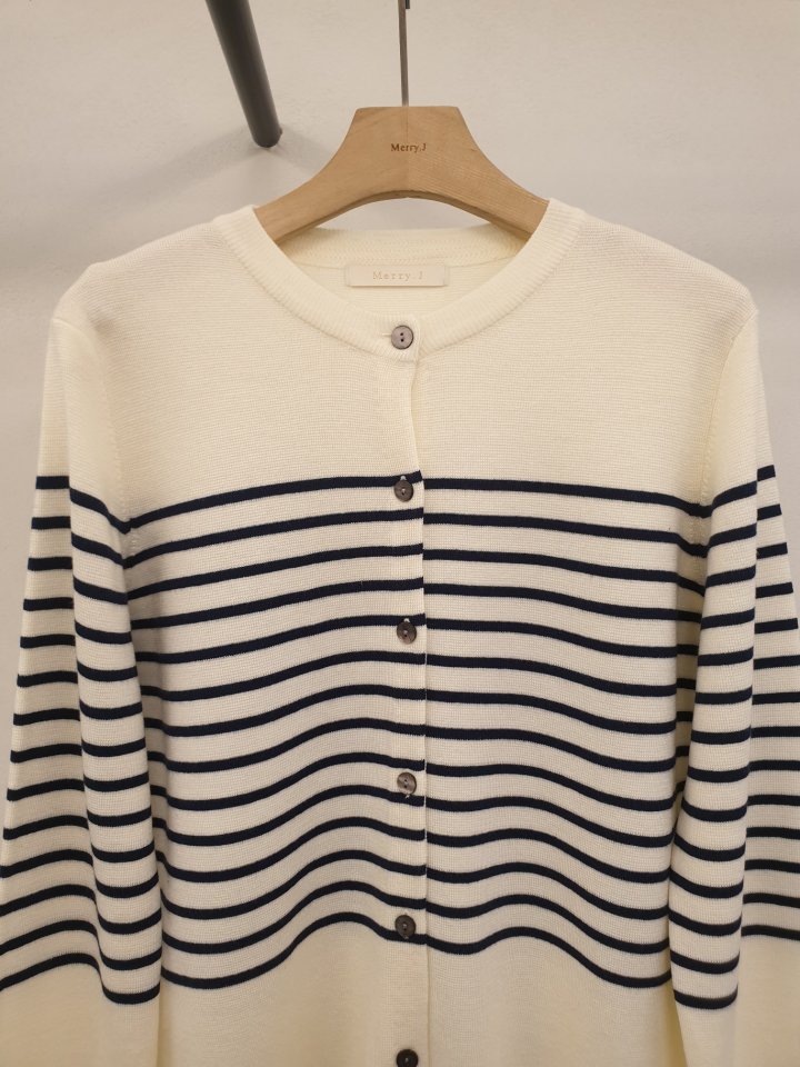 Merry J - Korean Women Fashion - #momslook - Molta Wool Stripe Cardigan - 8