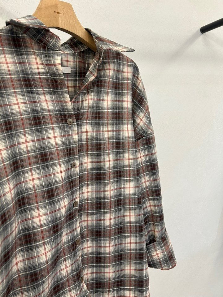 Merry J - Korean Women Fashion - #momslook - Hiz Check Shirt - 10