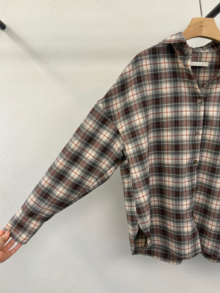 Merry J - Korean Women Fashion - #momslook - Hiz Check Shirt - 8
