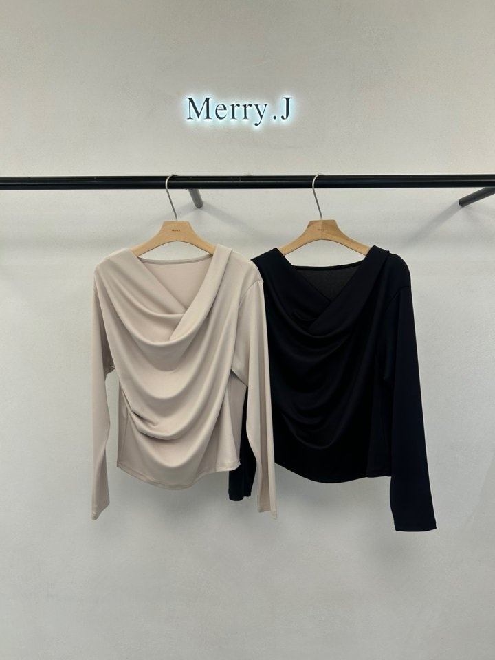 Merry J - Korean Women Fashion - #momslook - Boil Drape Tee - 3