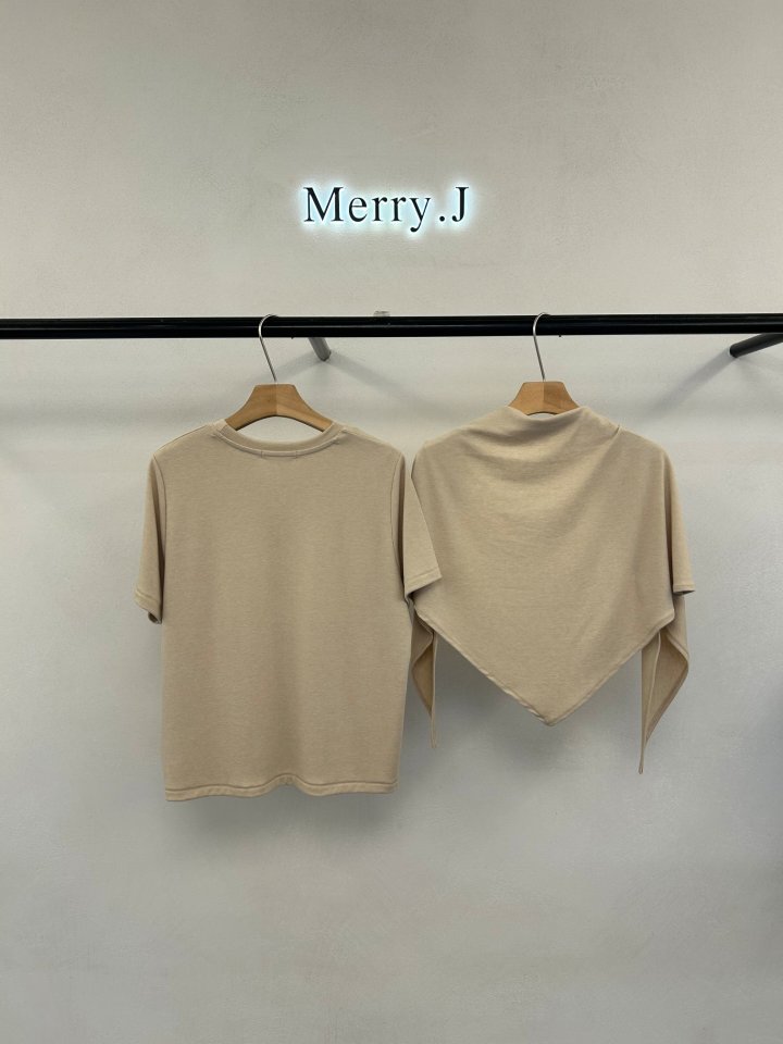Merry J - Korean Women Fashion - #romanticstyle - Lohas Scarf Tee - 7